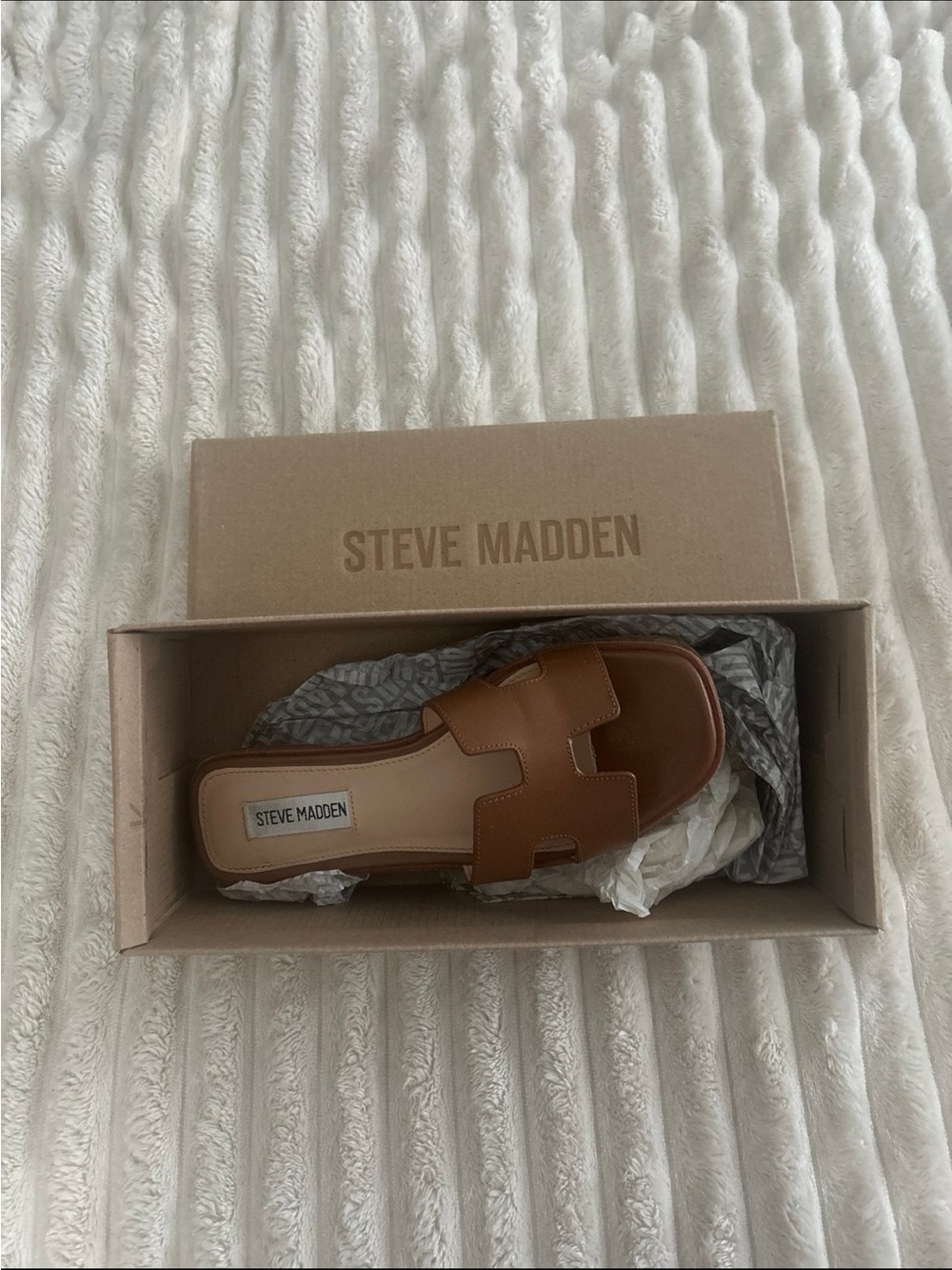 Steve Madden Tan H-Strap Sandal Slides